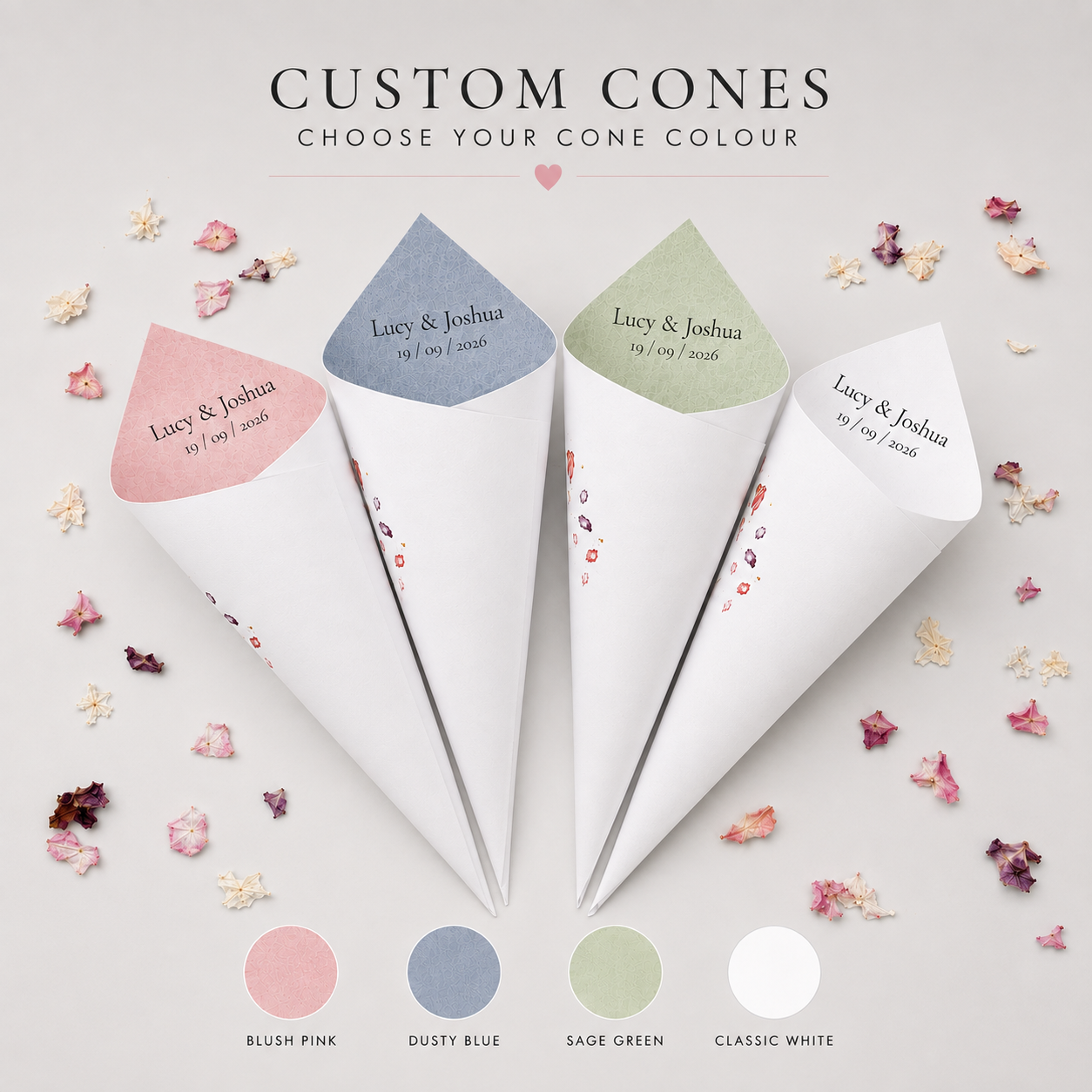 Ivory Elegance Personalised Cones