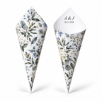 20 - Blue Meadow Personalised Confetti Cones With Holder + 2L of Petals