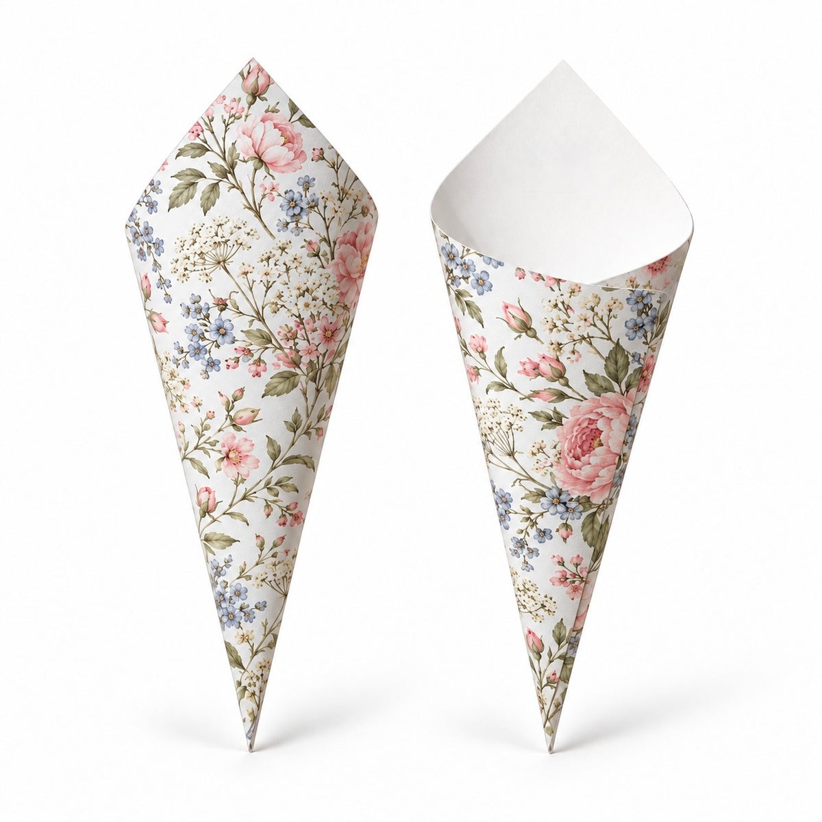 20 - Vintage Wildflower Confetti Cones With Holder & 2L of Petals