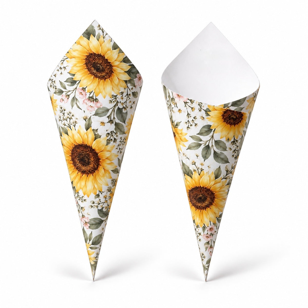 20 - Sunflower Confetti Cones With Holder & 2L of Petals